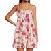 Anthropologie Dresses | A Loves A Xl Pink Floral Babydoll Dress Square Neckline Ruffle Hem | Color: Cream/Pink | Size: Xl