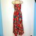 Free People Dresses | Free People - Red Multi Headquarter Wave Printed Floral Maxi Dress Size Small | Color: Blue/Red | Size: S