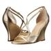 Lilly Pulitzer Shoes | Lilly Pulitzer Janie Wedge 8 Metallic Gold Leather Open Toe Sling Back Buckle | Color: Gold | Size: 8
