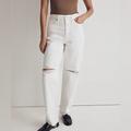 Madewell Jeans | Madewell Nwt Petite Baggy Straight Jeans Size 28p In White High Rise Full Length | Color: White | Size: 28p