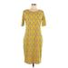 Lularoe Casual Dress - Sheath Scoop Neck Short sleeves: Yellow Dresses - Women's Size Large