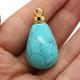 LABDIP Natural Stone Perfume Bottle Pendant Round Drop Shaped Semi-Precious Charms for Jewelry Making DIY Necklace Accessory (Color : Blue Turquoise)