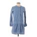 Soft Joie Casual Dress - Shirtdress Crew Neck 3/4 sleeves: Blue Dresses - Women's Size X-Small