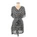 H&M Casual Dress - Mini V-Neck Short sleeves: Gray Dresses - Women's Size Medium