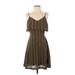 JOA Casual Dress - A-Line V Neck Sleeveless: Brown Print Dresses - Women's Size Small