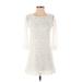 Divided by H&M Casual Dress - A-Line Crew Neck 3/4 sleeves: Ivory Print Dresses - Women's Size 4