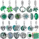 Perles de pendentif en argent 925 pour bracelet Pandora arbre vert quatre cuir chevelu Everver