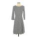 AB Studio Casual Dress - A-Line: Gray Polka Dots Dresses - Women's Size Small