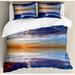 East Urban Home Ocean Duvet Cover Set, Thunder over Sea Storm, Calking, Orange Blue Microfiber in Blue/Orange | Wayfair