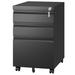 Inbox Zero Lawayne 17.32" Wide 3 -Drawer Mobile Steel File Cabinet Metal/Steel in Black | 23.62 H x 17.32 W x 14.69 D in | Wayfair