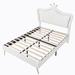 House of Hampton® Henach Vegan Leather Slat Bed Wood & /Upholstered/Faux leather in White | 55.1 H x 57.9 W x 76 D in | Wayfair