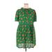 ModCloth Casual Dress - A-Line Crew Neck Short sleeves: Green Print Dresses - Women's Size 32