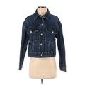Banana Republic Factory Store Denim Jacket: Short Blue Print Jackets & Outerwear - Women's Size X-Small