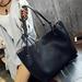 Women s Casual Handbag Large Tote Bag Retro PU Leather Shoulder Bag with Small Cosmetic Bag (Black)