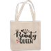 12oz Canvas Tote Bag - Beauty Queen with Makeup Brush Set & Crown Design - Beauty Themed Merch for Makeup Artist or Cosmetologist Gift for Makeup Lovers & Beauticians