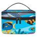 OWNTA Underwater Whaleshark Fish Pattern Relavel Cosmetic Tote Bags Printed Design Large Capacity Makeup Bag Makeup Organizer Travel Cosmetic Pouch Toiletry Case Handbag for Daily Use