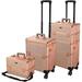 Rolling Makeup Train Case 2 In1 Large Storage Cosmetic Trolley With Storage Box Lockable Aluminum Makeup Travel Case For Travel Salon Trolley Cosmetics Hairdressing (Rose Gold)