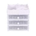 3 -Tier Drawer Storage Box Cosmetic Organizer Case Multi Functional Jewelry White