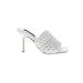 Aqua Heels: Slip-on Stilleto Glamorous White Print Shoes - Women's Size 6 1/2 - Open Toe