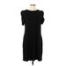 Ann Taylor LOFT Casual Dress - Shift Crew Neck Short sleeves: Black Print Dresses - Women's Size 12