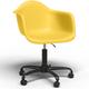 Privatefloor - Office Chair with Armrests - Desk Chair with Wheels - Weston Black Frame Yellow Metal, pp - Yellow