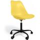 Privatefloor - Office Chair with Wheels - Swivel Desk Chair - Tulip Black Frame Yellow Vegan leather, Metal, pp - Yellow