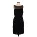 Kay Unger Cocktail Dress - Sheath Scoop Neck Sleeveless: Black Solid Dresses - Women's Size 8