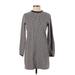 Zara TRF Casual Dress - Shift Mock Long sleeves: Gray Color Block Dresses - Women's Size Small
