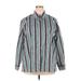 Long Sleeve Button Down Shirt: Green Stripes Tops - Women's Size 18 Plus