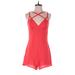 BCBGMAXAZRIA Romper Plunge Sleeveless: Red Print Rompers - Women's Size 0