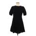 Old Navy Casual Dress - A-Line Crew Neck Short sleeves: Black Print Dresses - Women's Size Medium