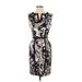 Anne Klein Cocktail Dress - Sheath V Neck Sleeveless: Gray Floral Dresses - Women's Size 2