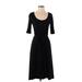 Threads 4 Thought Casual Dress - High/Low Scoop Neck 3/4 sleeves: Black Print Dresses - Women's Size Small