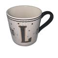 Anthropologie Kitchen | Anthropologie Tiled Margot Coffee Mug Cup Letter L Initial Monogram Gold Tile | Color: Black/White | Size: One Size