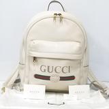 Gucci Bags | Gucci Leather Gucci Print Rucksack Backpack Bag | Color: Green/White | Size: Os