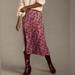 Anthropologie Skirts | Anthropologie Maeve Lille Side Slit Midi Skirt 14 Navy Pink Floral | Color: Blue/Pink | Size: 14