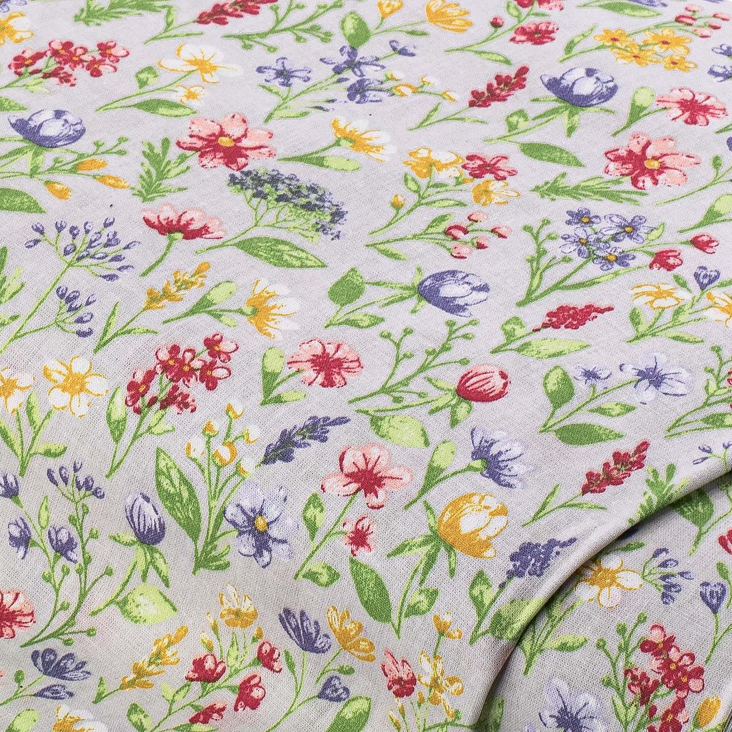 Baumwollstoff Blütenpracht Mona, grau-color