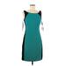 B. Smart Casual Dress - Sheath: Teal Color Block Dresses - Women's Size 8