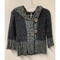 Free People Sweaters | Free People Size Small Black Gray Wool Blend Knit Hooded Button Front Sweater | Color: Black | Size: S