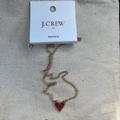 J. Crew Jewelry | J Crew Gold And Red Rhinestone Heart Necklace Nwt Brand New Valentines Day | Color: Gold/Red | Size: Os
