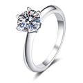 Lieson Womens Engagement Rings, Womens Rings Sterling Silver Classic Solitaire Round Cubic Zirconia 9MM Promise Ring Silver Ring Size Q 1/2