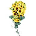 LICHENGTAI Bridal Bouquet Flower Bouquets Waterfall Handmade Wedding Bouquets Artificial Sunflower Bouquet Wedding Flowers Bridesmaid Bouquets for Church Celebrations Decor