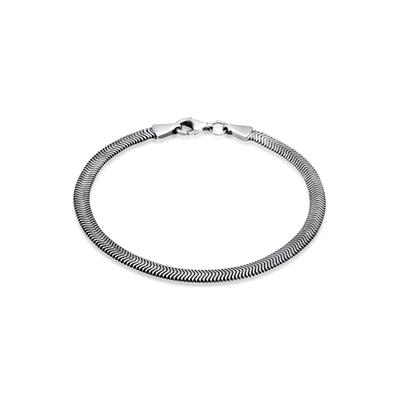 Armband KUZZOI "Flach Elegant Schlangenkette Fischgräte 925 Silber" Gr. 19, schwarz, Armbänder, Herren, 19cm, ohne Stein, Silber 925 (Sterlingsilber), Silberarmband Image