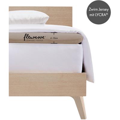 Spannbettlaken FLEURESSE "Topper", grau (taupe), B:120-130cm L:200-220cm, Jersey-Elasthan, Obermaterial: 96% Baumwolle, 4% Elasthan, Laken, aus Jersey-Elasthan, für eine Matratzenhöhe bis 10 cm Image