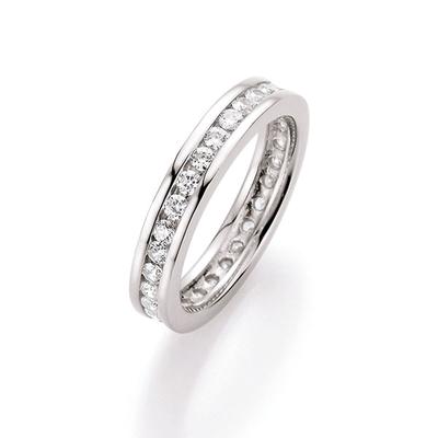 Silberring SMART JEWEL "Memoire Ring, rundum mit Zirkonia gefasst, Silber 925" Fingerringe Gr. 52, Silber 925 (Sterlingsilber), weiß Damen Fingerringe