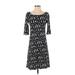 J.Crew Factory Store Casual Dress - A-Line Boatneck 3/4 sleeves: Black Dresses - Women's Size Small