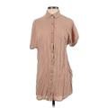 Forever 21 Casual Dress - Mini Collared Short sleeves: Tan Solid Dresses - Women's Size Small