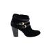 INC International Concepts Ankle Boots: Strappy Chunky Heel Casual Black Print Shoes - Women's Size 8 - Round Toe