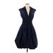 Shani Casual Dress - A-Line V Neck Short sleeves: Blue Print Dresses - Women's Size 8