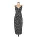 Socialite Casual Dress - Midi Plunge Sleeveless: Black Dresses - Women's Size Medium